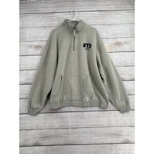 Champion NYU Stern 1/4 Zip Sweatshirt Adult XXL Heathered Gray Kangaroo Pocket